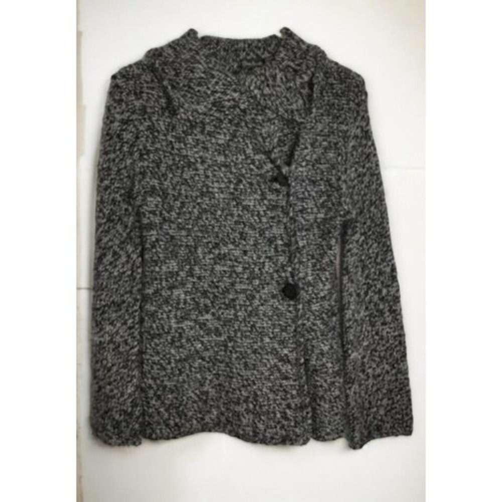 Silvia Novelli Gray Knit Collared Two Button Front Cardigan Jacket Women S Italy